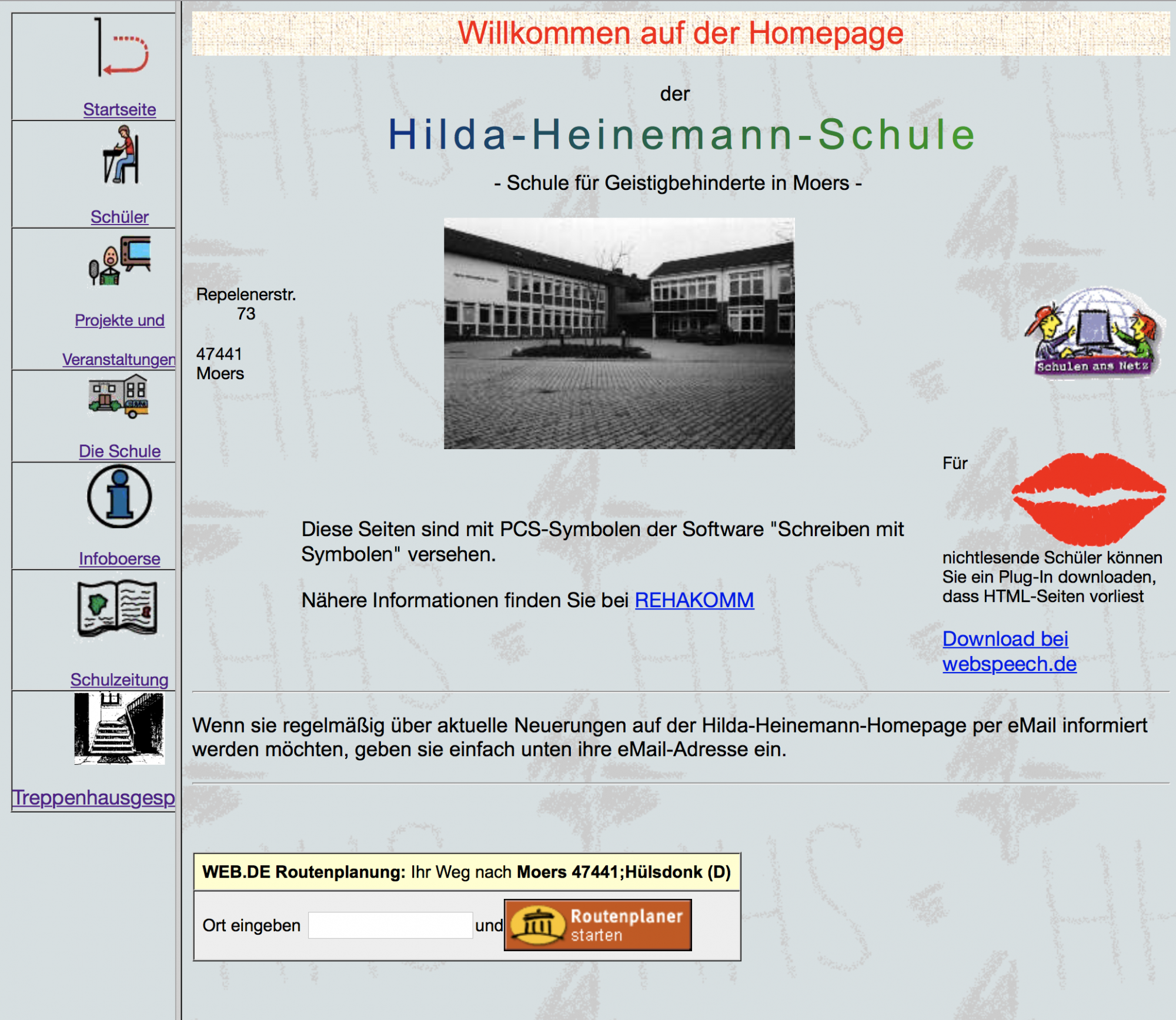 Website der Hilda-Heinemann-Schule 2002 bis 2018